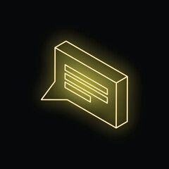 Poster - Bright yellow neon speech bubble glowing on a black background