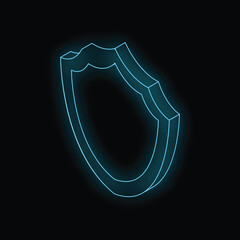 Poster - neon blue shield glowing on black background representing online security and protection