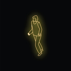 Poster - Neon sign style icon of a businessman walking forward with confidence