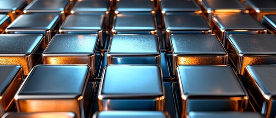 Poster - Surreal Geometric Cube Background with Reflective Metallic Tones