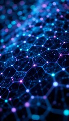 Poster - Abstract Network Mesh Background with Glowing Nodes