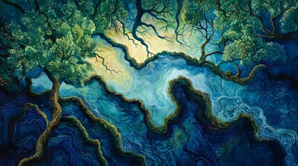 Poster - Vibrant abstract artwork, bold colors swirling in harmonious patterns, ideal for creative spaces, modern decor highlight.