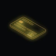 Poster - Neon credit card glowing on dark background representing online payment concept