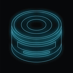 Poster - Glowing blue outline of a can of food is standing on a black background