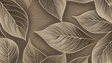 Wall Mural - Elegant Brown Leaf Pattern Design Background