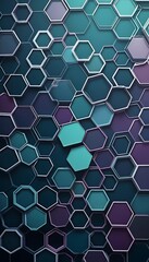 Fototapete - Hexagonal Abstract: Teal, Purple, and Deep Blue Geometric Pattern