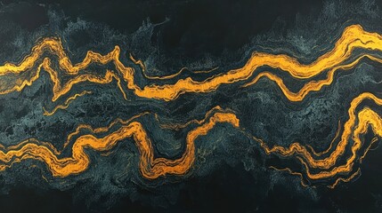 Poster - Abstract Gold Veins on Dark Background Painting