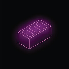 Poster - Neon purple brick glowing on a dark background, representing construction, building, and industry