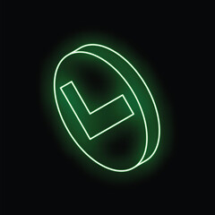 Poster - green neon light is showing check mark symbol on black background 3d illustration