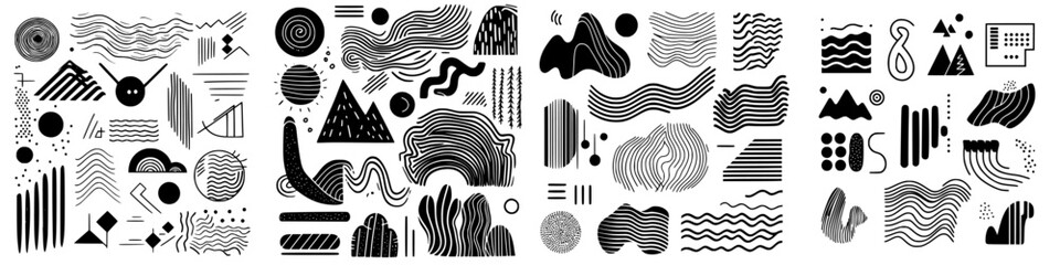 Poster - Abstract black and white patterns showcasing textures and shapes in a creative arrangement across a minimalist design
