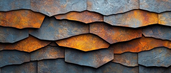 Poster - Elegant Earthy Geometric Overlapping Polygons Abstract Background with Soft Natural Tones