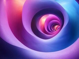 Poster - A Mesmerizing Spiral Tunnel of Glowing Geometric Shapes in a Gradient of Blues and Purples
