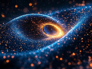 Poster - Mesmerizing Spiral of Glowing Dots Forming Hypnotic Cosmic Vortex