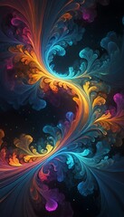Poster - Vibrant Colorful Floral Fractal Art Design
