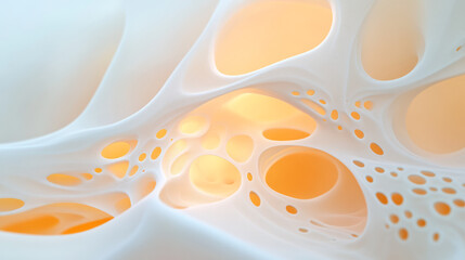 Poster - a dreamlike depiction of an organic formation, glowing from within with a soft orange luminescence