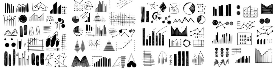 Poster - Visual representation of various data analysis techniques and graphic styles for presenting information and statistics