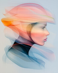 Poster - a softly lit image showing a cyclist in partial focus, drifting amid flowing pink and orange
