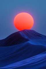 Poster - A glowing orb floating above a futuristic landscape with softly flowing waves, enhanced by subtle