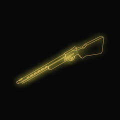 Poster - Yellow glowing neon line hunting rifle on a black background