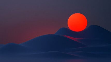 Poster - A calming composition showing a glowing orb hovering above rippling futuristic waves, where subtle