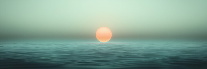 Poster - A panoramic composition featuring a bright orb suspended in a futuristic environment of smoothly