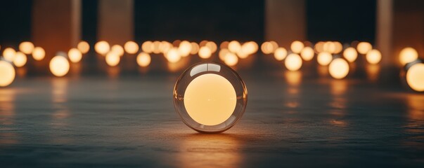 Poster - A serene scene featuring multiple glowing orbs, creating a warm ambiance against a dark background, suggesting tranquility and illumination.