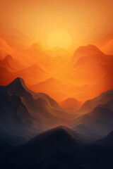 Poster - A tranquil landscape where smooth, undulating waves shimmer under warm sunset light, surrounded by