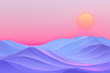 Poster - A minimalist view of calm, silk-textured waves under a radiant sunset, framed by a faint glowing
