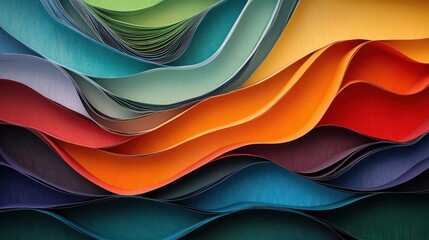 Poster - Colorful Paper Waves Abstract Art Design