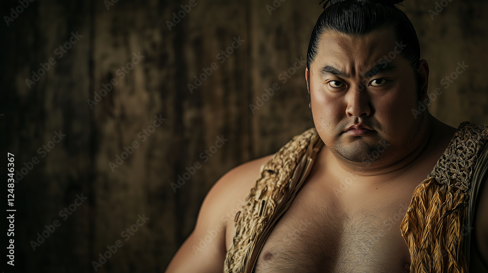 Sumo Portrait Super fat sumo wrestler in a full-body portrait, serious focus, soft ...