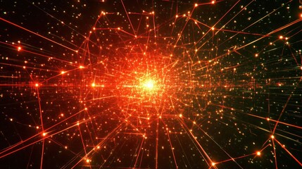 Poster - Abstract Network Of Glowing Lines And Points In Space