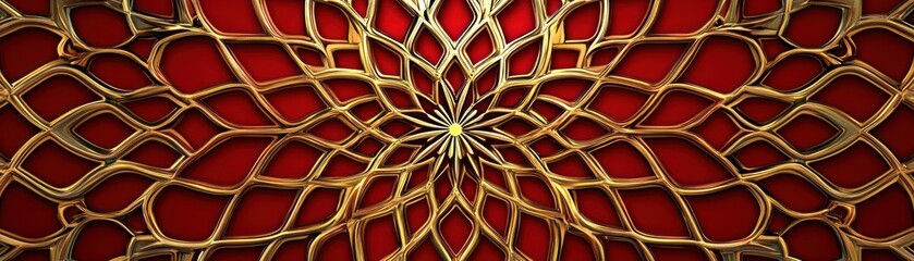 Abstract Gold Design Red Background Pattern