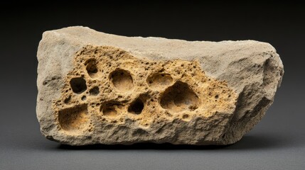 Poster - A Gray Rock Sample With Yellow Cavities
