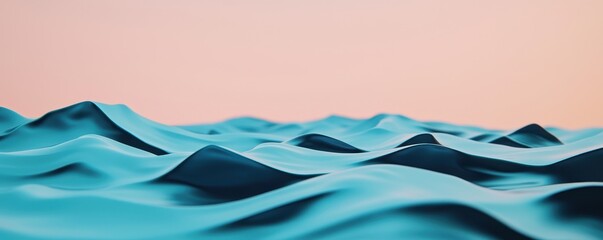 Aufkleber - A serene landscape of undulating turquoise waves against a soft pastel sky, evoking calm and tranquility.