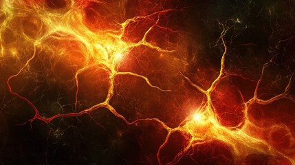 Poster - Fiery Abstract Neural Network Structure Visualization