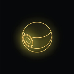 Poster - yellow neon sign of a security camera is glowing on a black background