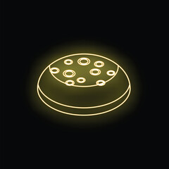 Poster - Yellow glowing neon icon of a smart home device with multiple buttons, isolated on a black background