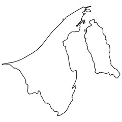 Poster - Outline Map of Brunei Darussalam, Brunei country Southeast Asia