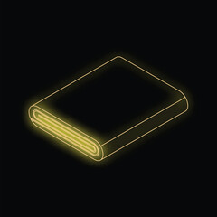 Poster - yellow neon icon of a folded cloth is glowing on a black background