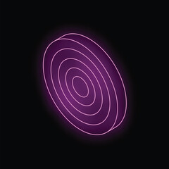 Poster - Glowing neon purple circle is floating on a black background giving a futuristic vibe
