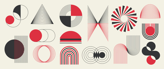 Wall Mural - abstract minimal element mid century vector set. aesthetic contemporary stripe line art, geometric s