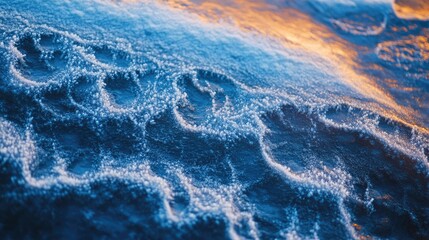 Wall Mural - Frosty Ice Patterns On Dark Blue Water Surface