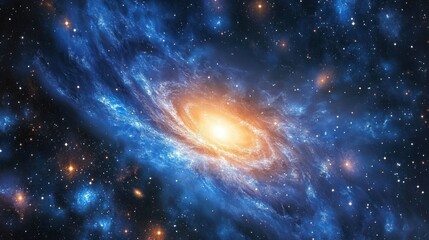 Poster - A vibrant spiral galaxy amidst a star filled cosmos