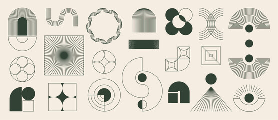 Canvas Print - abstract minimal element mid century vector set. aesthetic contemporary stripe line art, geometric s