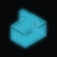 Aufkleber - Neon blue shopping basket glowing on black background, concept for online shopping and ecommerce