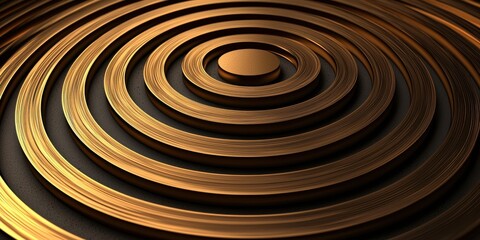 Aufkleber - A close-up of concentric circular patterns in golden tones, evoking a sense of depth and harmony.