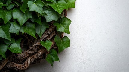 Wall Mural - Soft Vibrant Ivy Vines with Heart Shaped Leaves on Wall