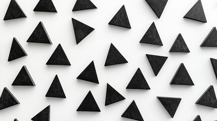 Aufkleber - abstract wallpaper, consisting of flying black triangles on white background 3d render illustration