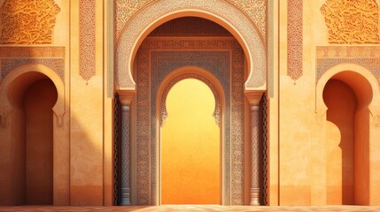 Poster - Intricate Moroccan Architecture Featuring Ornate Arches and Walls