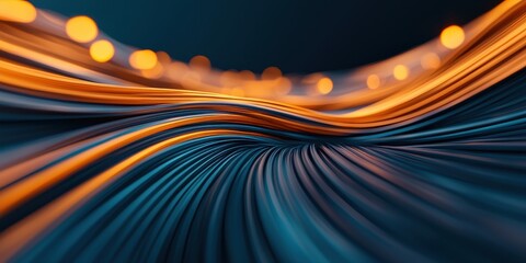 Aufkleber - A vibrant abstract wave pattern with glowing orange and blue lines, creating a sense of movement and depth.